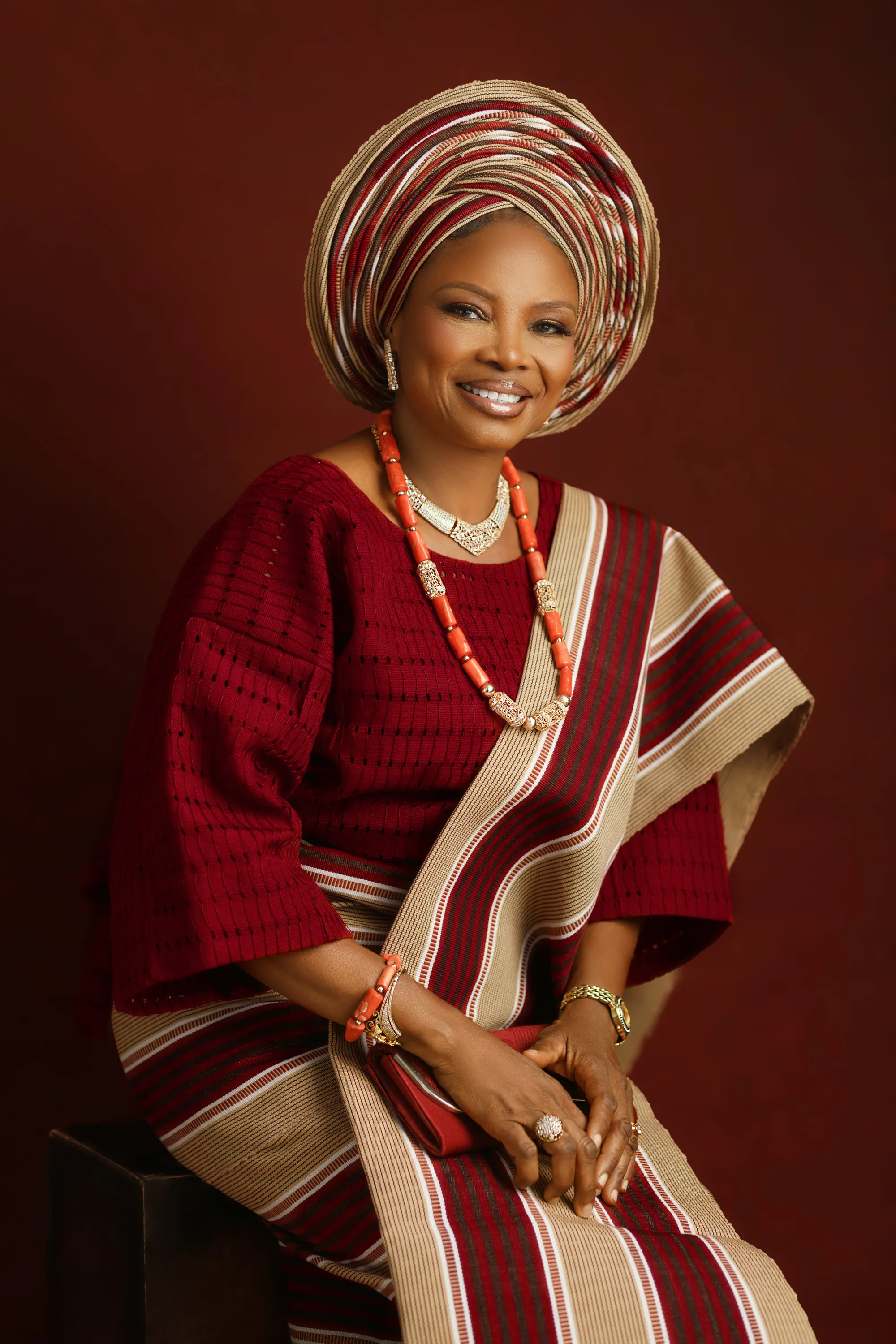 Elegant portrait of Nora West with a serene expression.